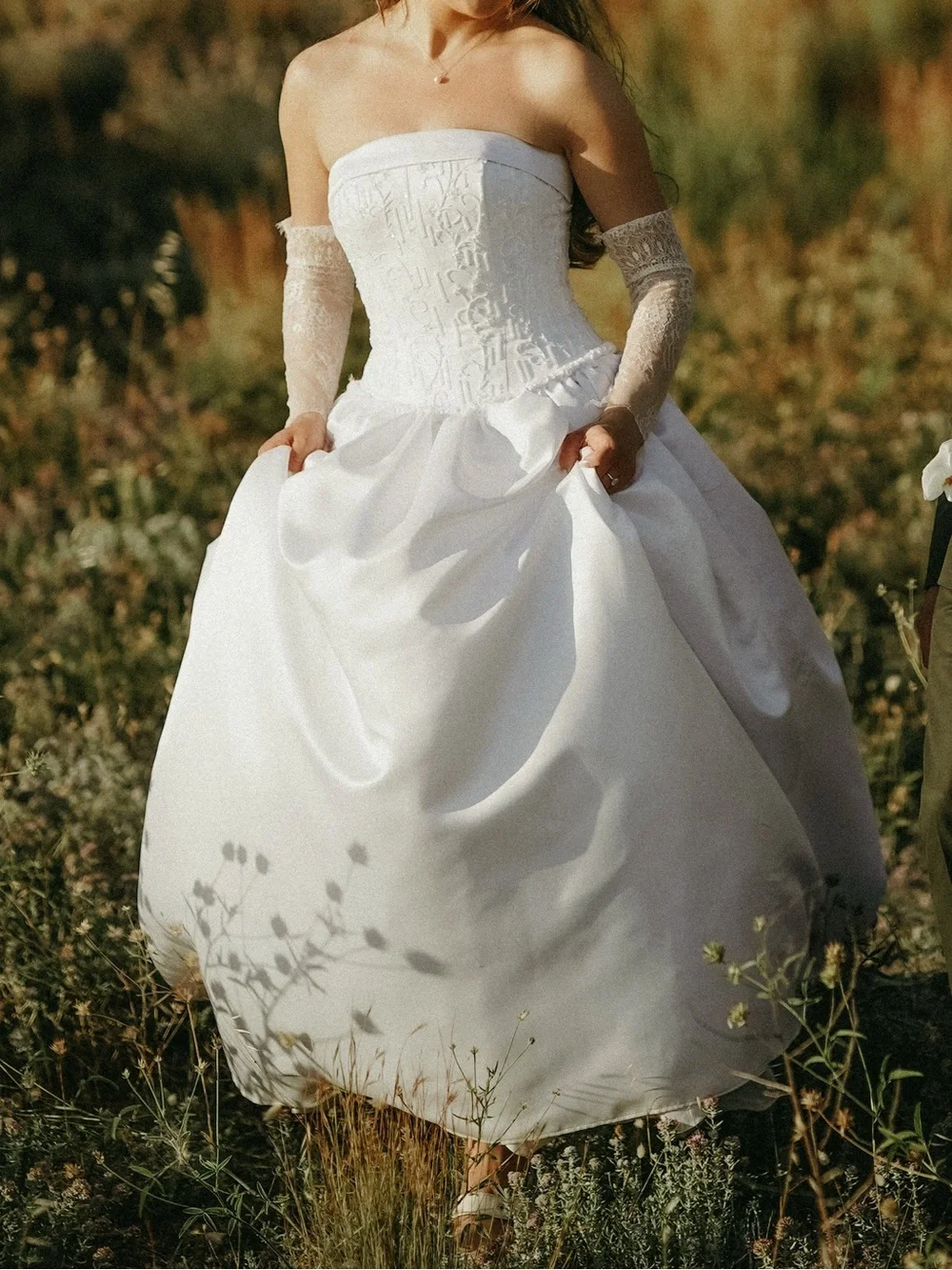Vintage Dropped Waist Embellished Wedding Dress